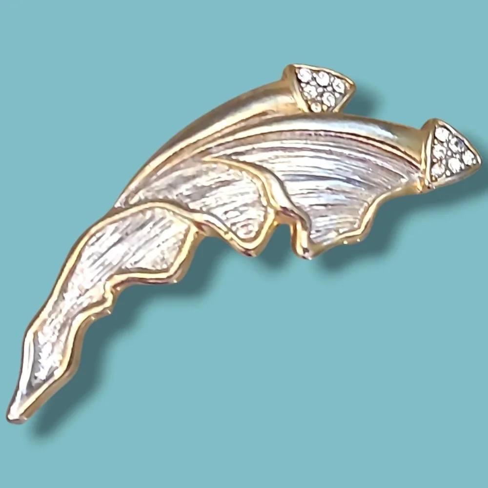 Vintage Modernist Two-tone Rhinestone Abstract Brooch Pin